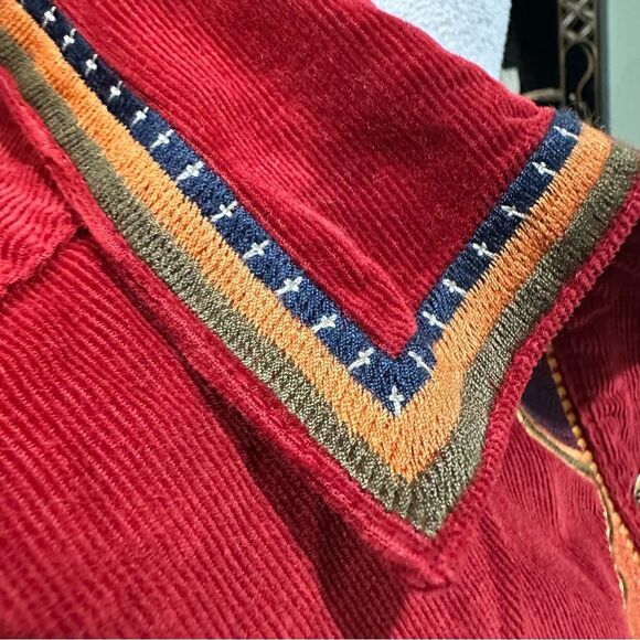 Cambridge Dry Goods Co. Corduroy Red Embroidered Button Down Shirt Size 4 - Picture 4 of 13